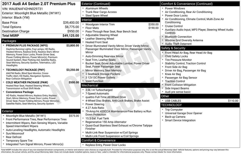 2017 Audi A4 2.0T Premium Plus quattro S tronic