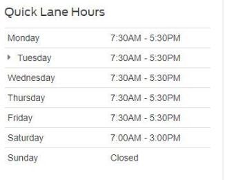 quick lane hours